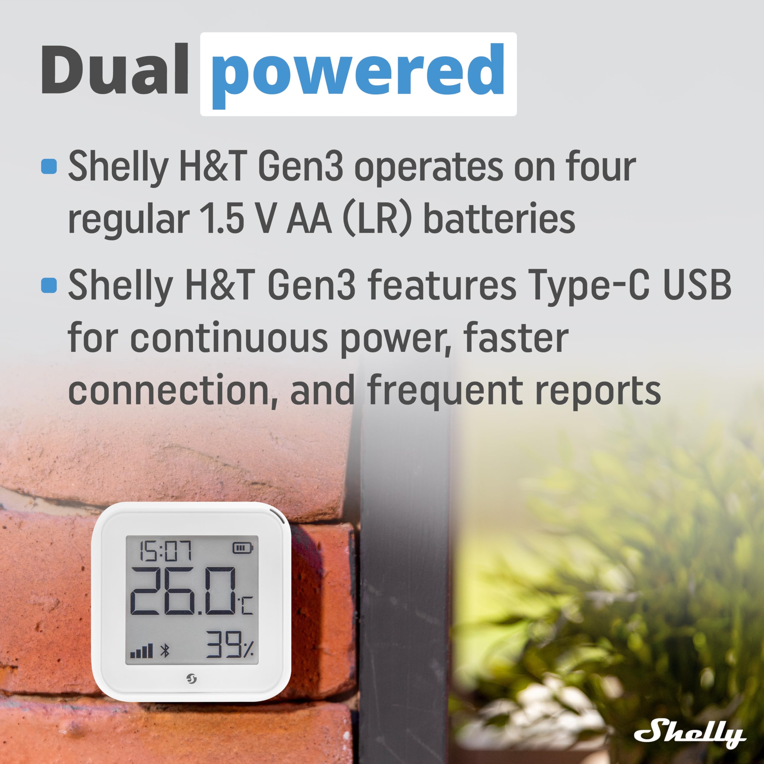Shelly H&T Gen3 Avorio, Sensore Smart Wi-Fi di Temperatura e Umidità, Controllo e Monitoraggio da Remoto, Scene Intelligenti Termometro e Igrometro, Nessun Hub Richiesto, Alexa & Google Home