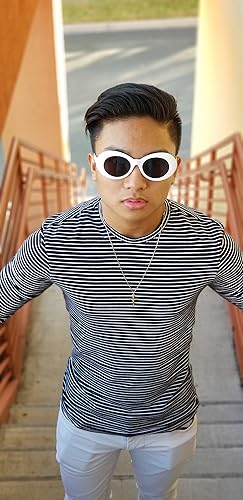 Miniatura 9 de Lxnoap Lentes de sol retro ovalados con marco grueso lentes de sol retro Y2k ovalados retro Mod Kurt Cobain gafas de sol con protección UV para