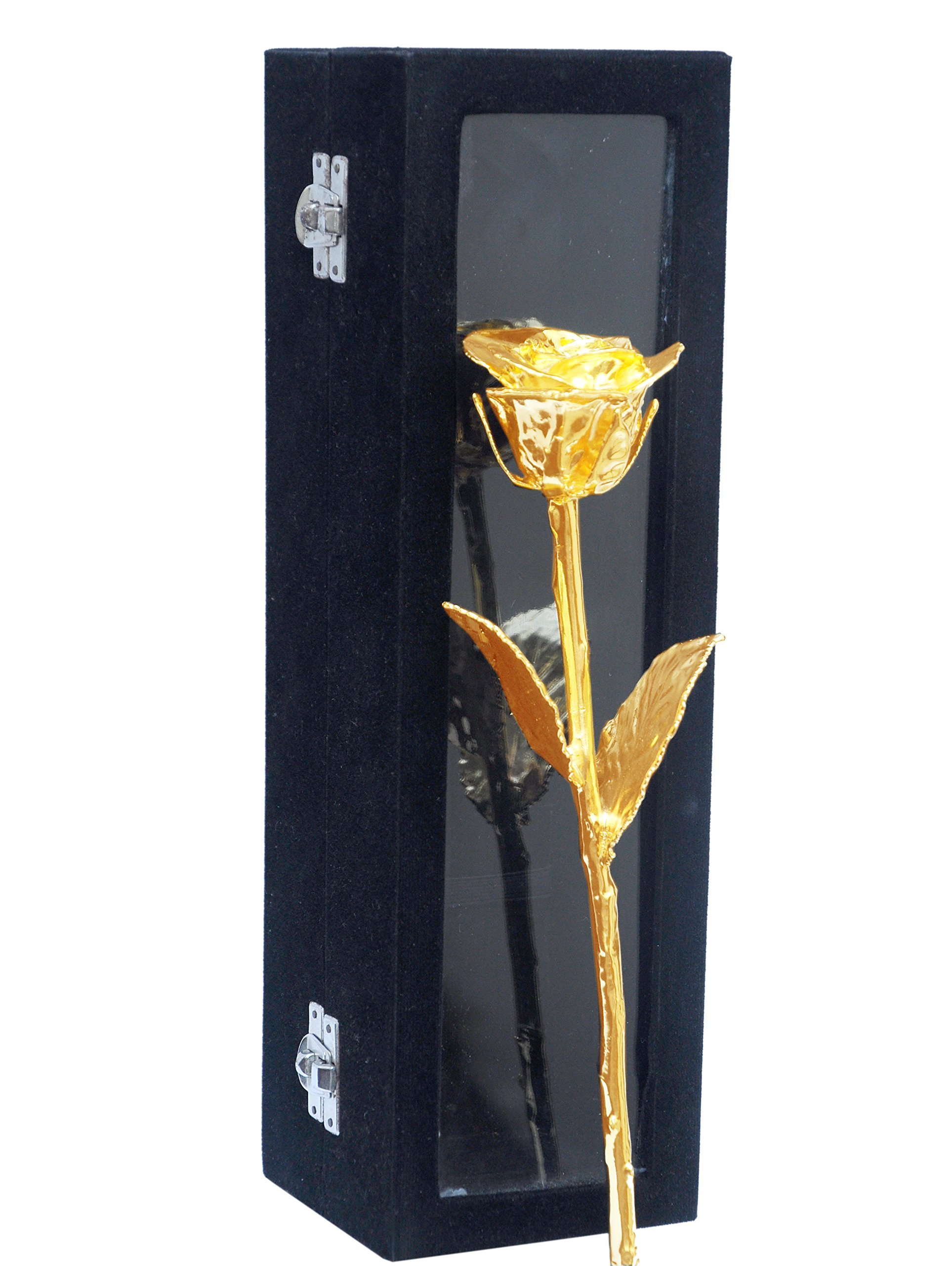 Gold Plated Natural Rose 11 inch in Black Box-image-48