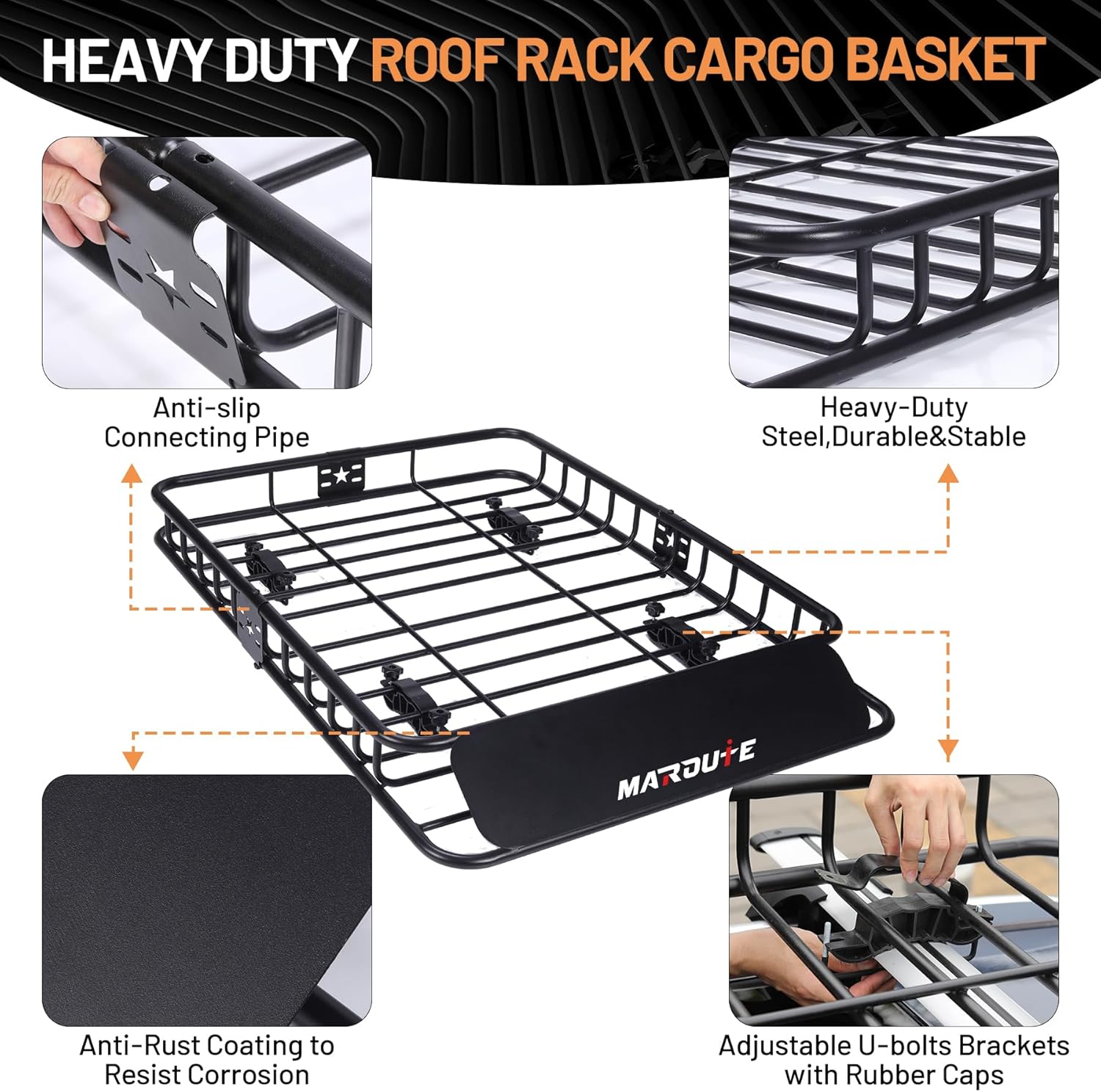 IDEALHOUSE Roof Rack, 51 x 36 Inch Rooftop Cargo Carrier, 200LBS Weight Capacity Heavy Duty Roof Rack Basket,Car Top Luggage Holder for SUV and Pick (Cargo Rack with Cargo Bag)