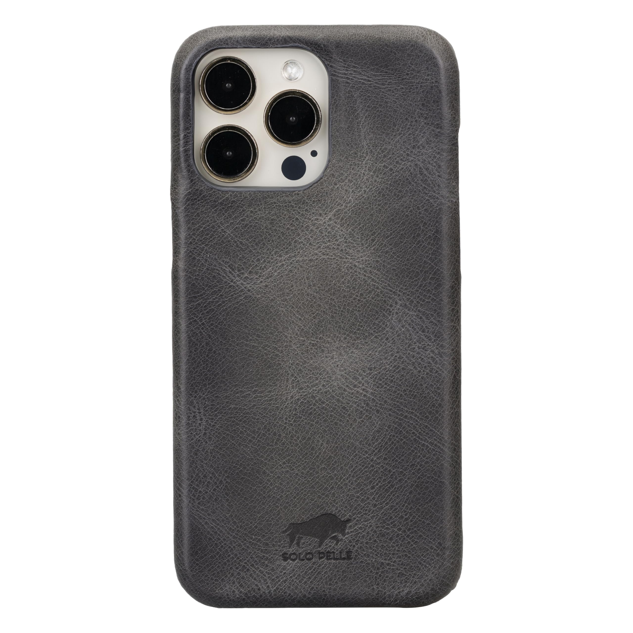 Solo Pelle Custodia In Vera Pelle Per IPhone 15 Pro Max 6,7", Princeton, Grigio Pietra, Con Supporto MagSafe E Protezione Antiurto - 4