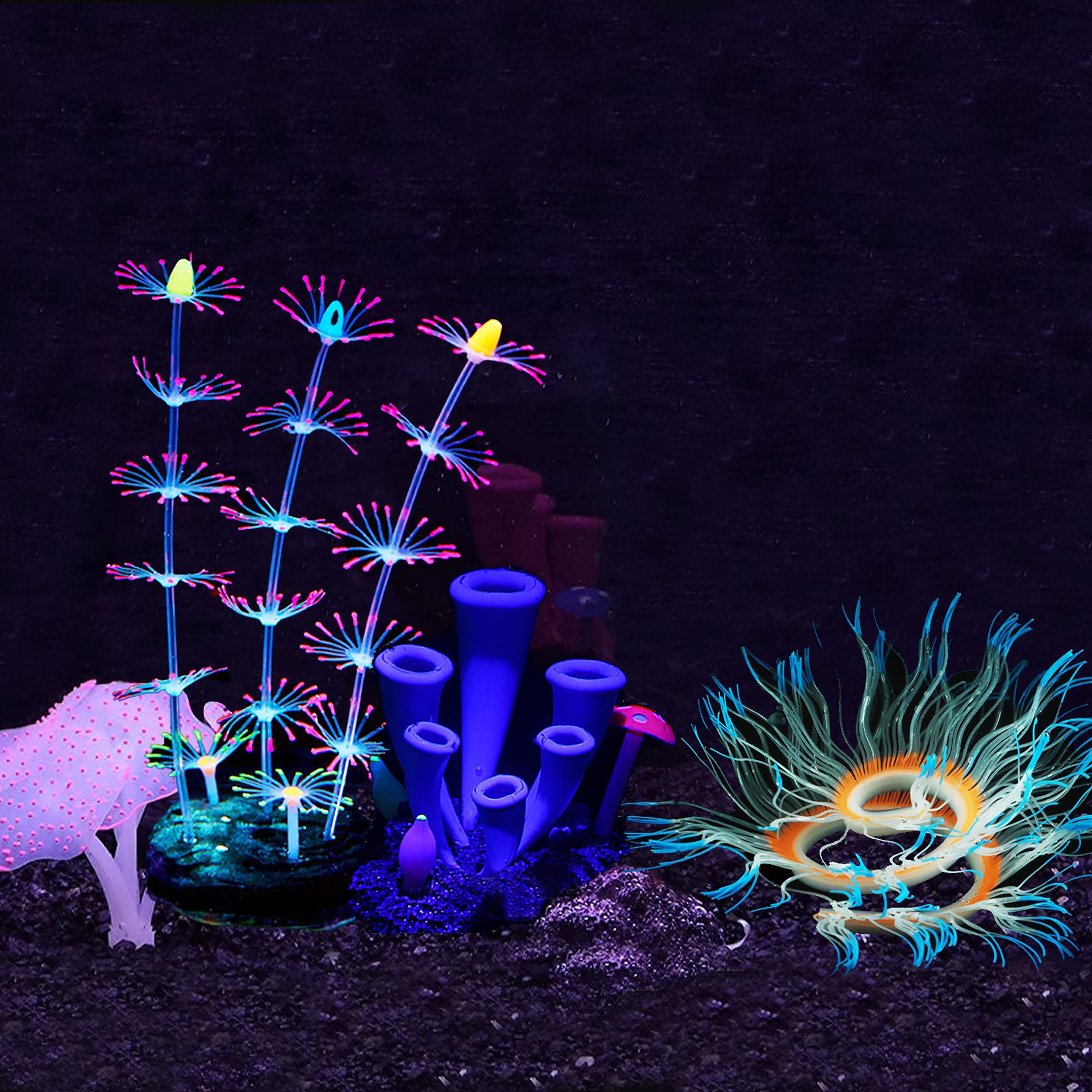 Cayway 4 Pz Piante Artificiali Acquario Ornamenti Effetto Coral Fish Tank Decorazioni Anemone di Mare