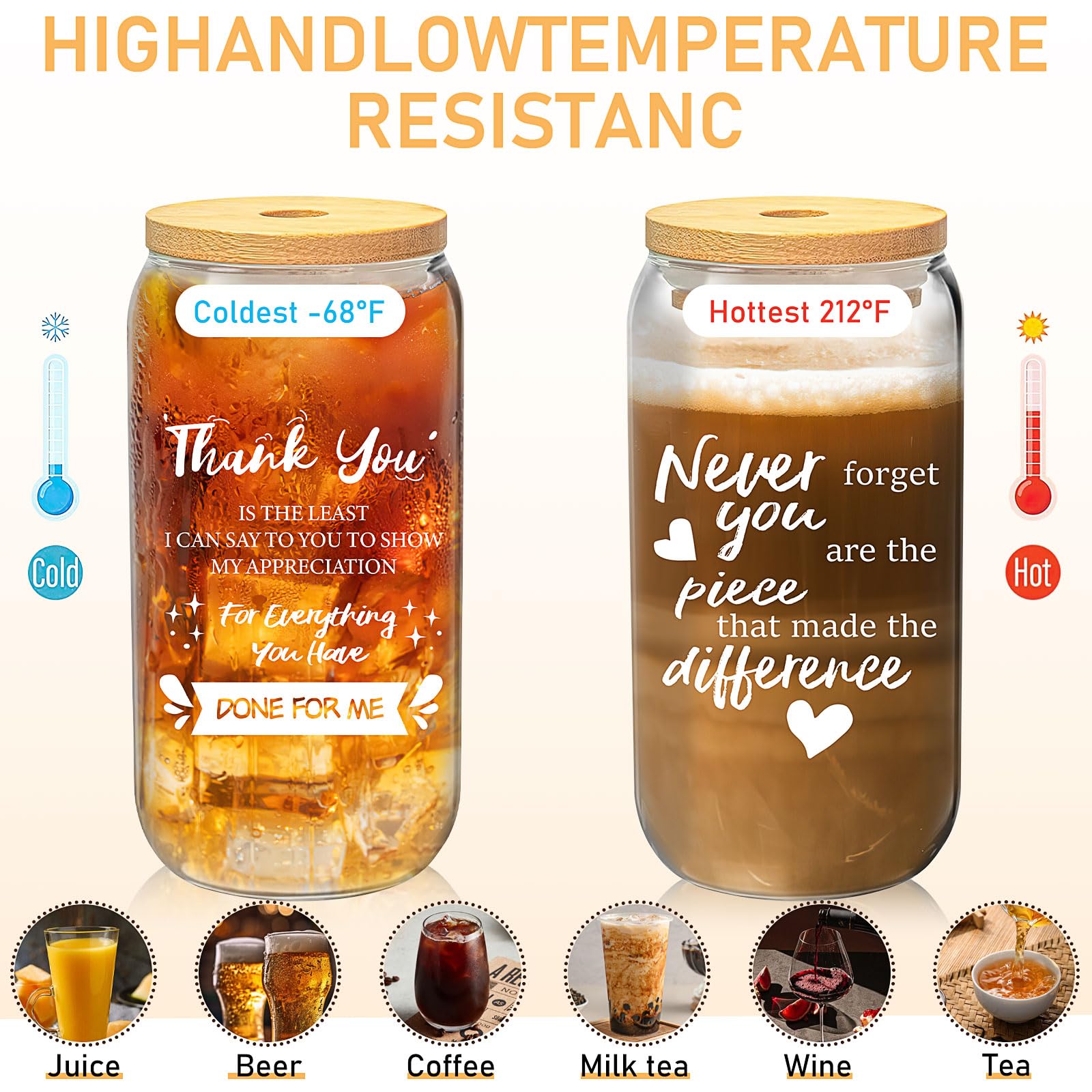 Bliceon Tasse à Café En Verre Avec Citations D'affirmation De 473 Ml