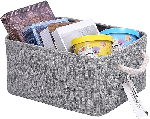 Miniatura 2 de CREADARD Cesta de almacenamiento de tela, caja de almacenamiento plegable de lino para guardería y hogar, cesta plegable de lona para armario o