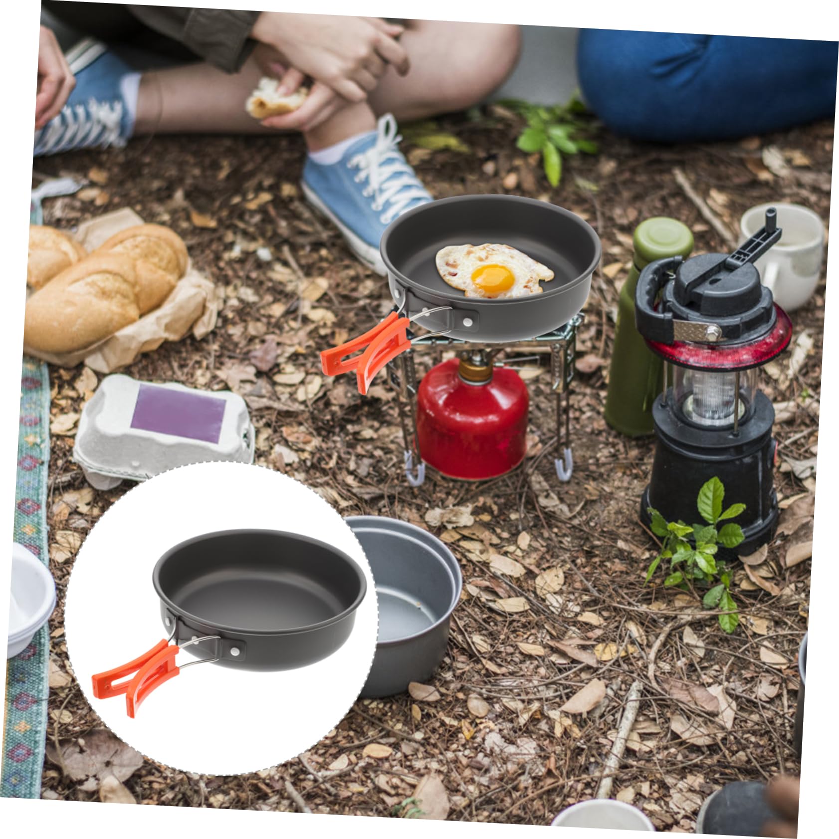 BESPORTBLE 2pcs Outdoor Cooking Pot Non-Stick Camping Frying Pan Lightweight Folding Handle for Camping