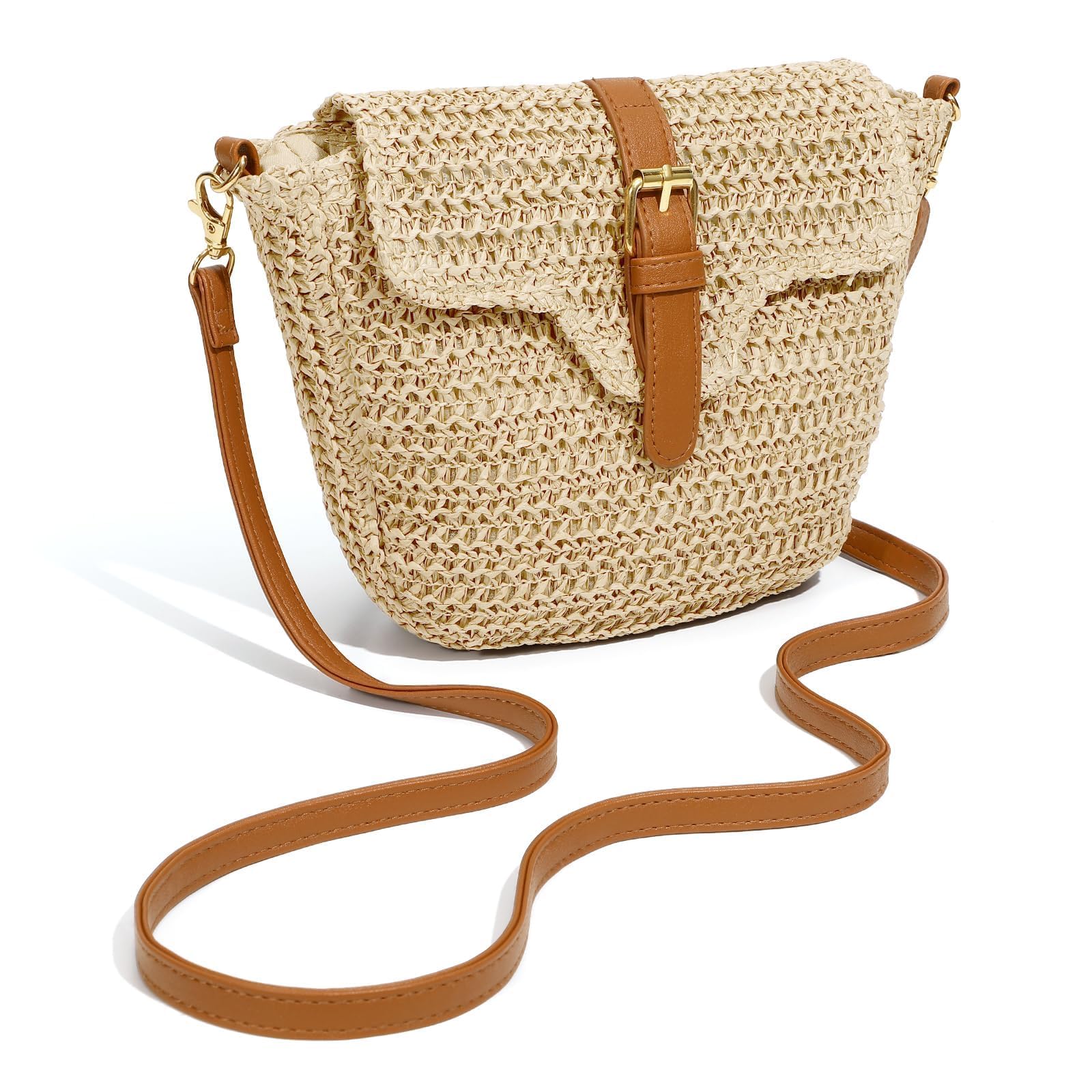 Straw Bag Beach Purse Summer Purses for Women Vacation Handbags Woven Crossbody Bags Straw Shoulder Bag
