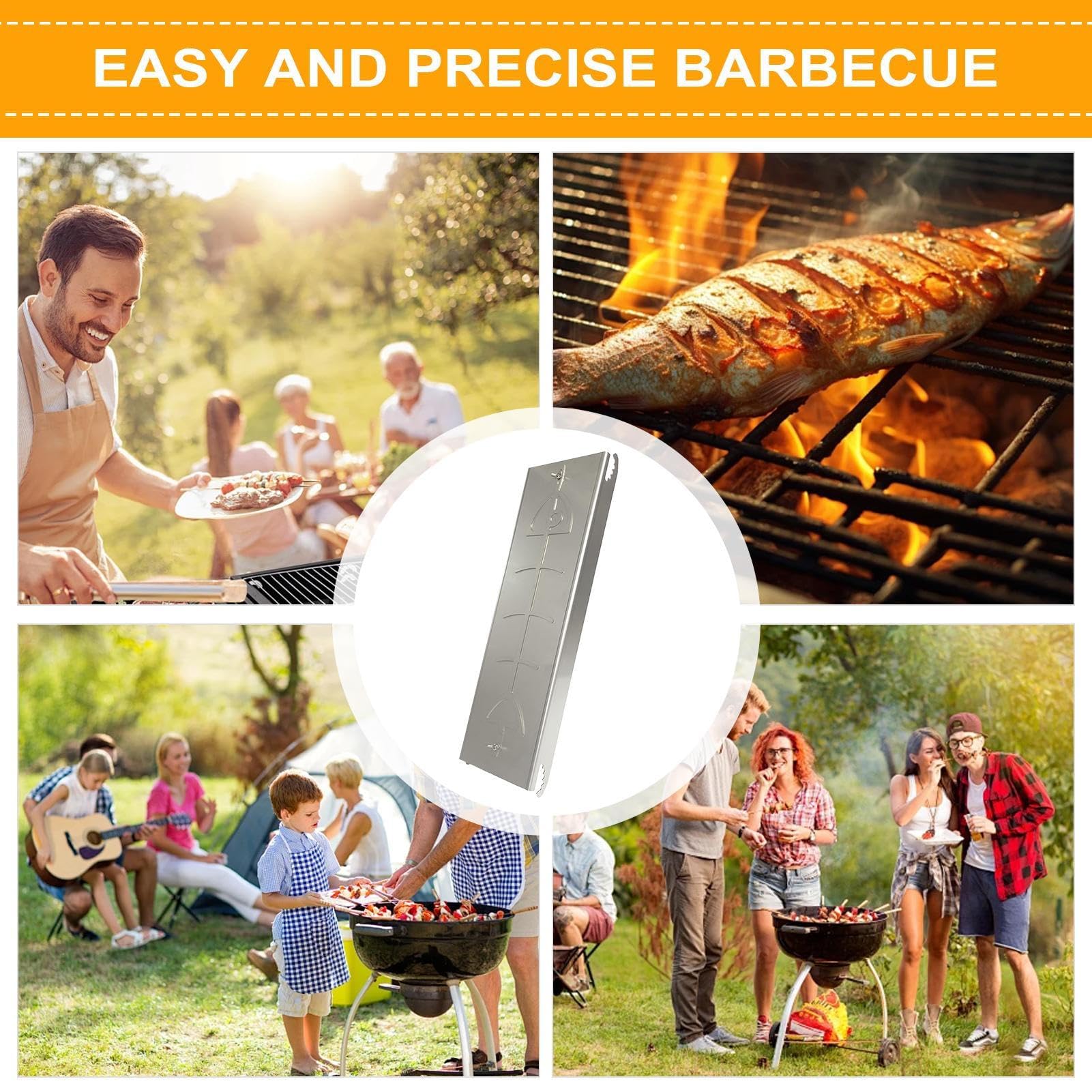 Rostfreier Flammen Fischhalter | Grillrost Für Fisch Und Lachs,Sicheres Glattes Outdoor Camping Kochgeschirr für Picknick Angeln Terrasse Rasen