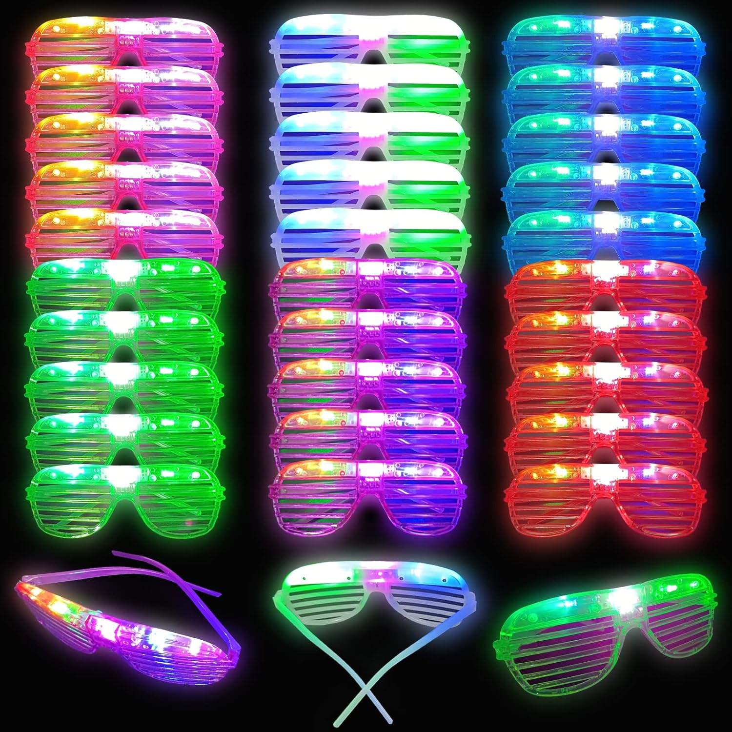 30 Pcs Glow In The Dark Glasses,...