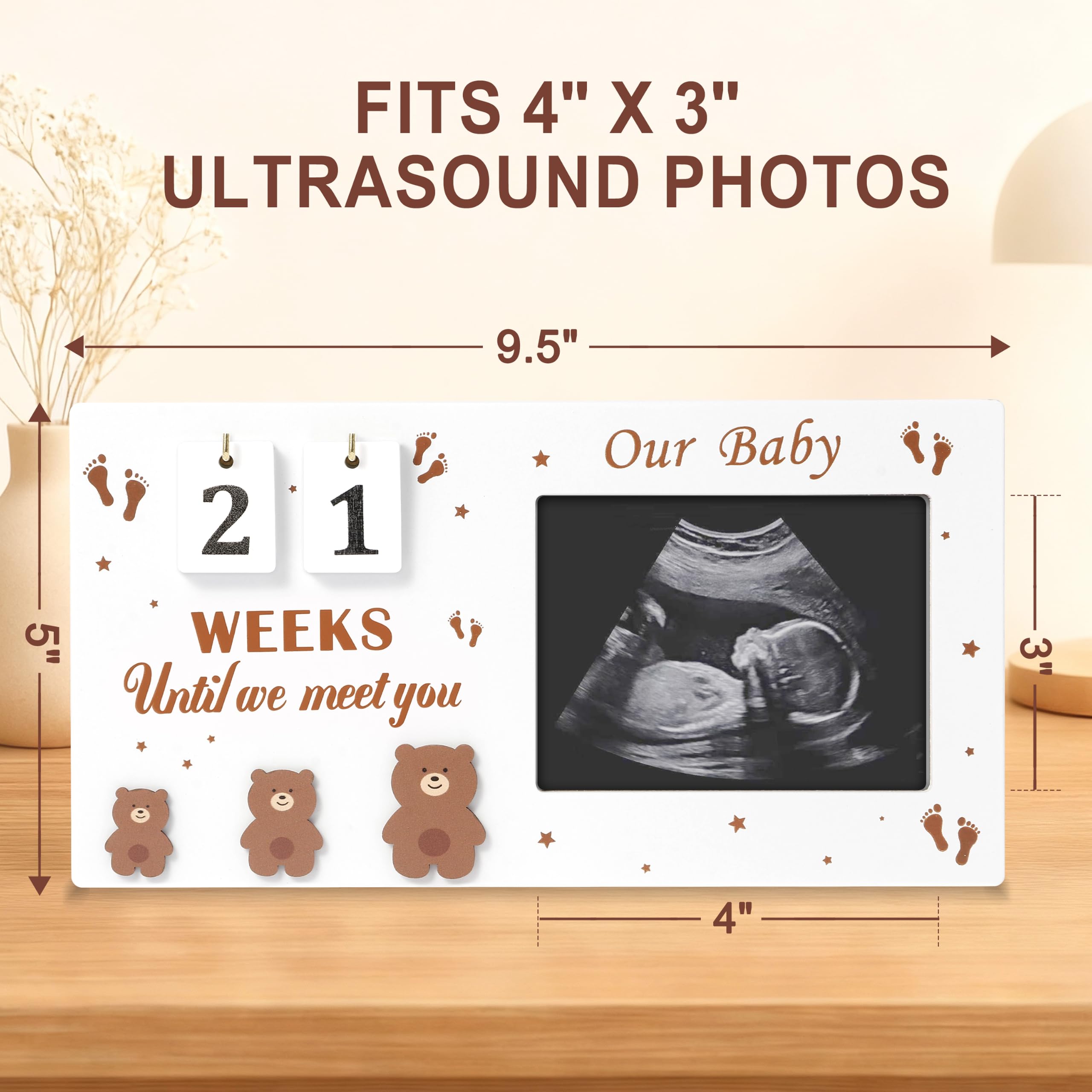 Cornice per foto con ecografia, con conto alla rovescia del bambino, con scritta in inglese "Expecting Genents to be pregnancy Nursery Decor, Gift Congratulations Pregnancy Must Have