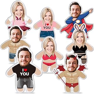 JLSKCN Custom Face Pillow Cute Personalised Photo Plush Doll, 3D Double-Sided Plush Stuffed Pillow for Home Sofa Decor Customized Funny Pillow for Valentines Gifts for Boyfriend Girlfriend (Style 1)