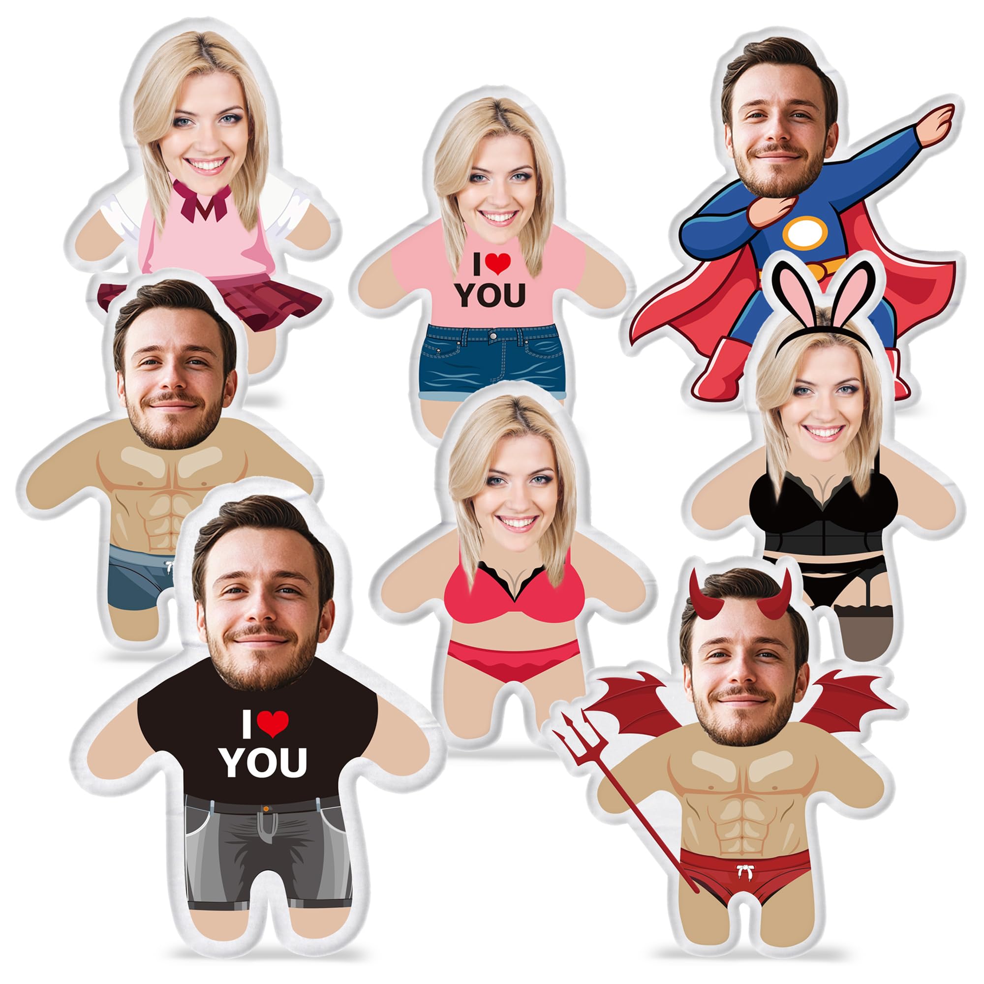 Almohada Facial Personalizada, Almohadas de Muñecos de Peluche con Foto Personalizada, 3D Impresión Doble Cara con Imagen, Decorativa para Sofá, Aniversarios Cumpleaños Regalos Pareja (Style 1)