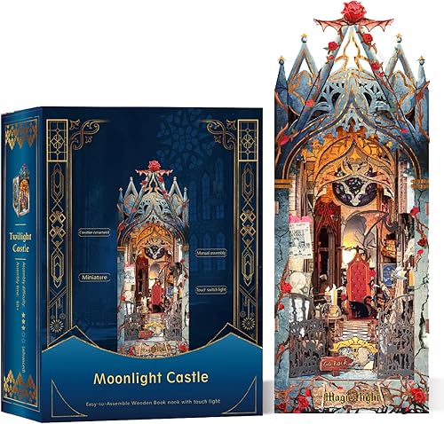 Rompecabezas de madera 3D para libros, kit de rincón de libros de bricolaje, sujetalibros de madera 3D, kit en miniatura de rincón de libro, kit de