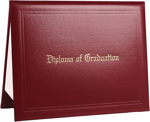 Funda impresa para diploma de 8.5 x 11 pulgadas, cubiertas acolchadas de cuero sintético para certificados, tamaño carta, color granate