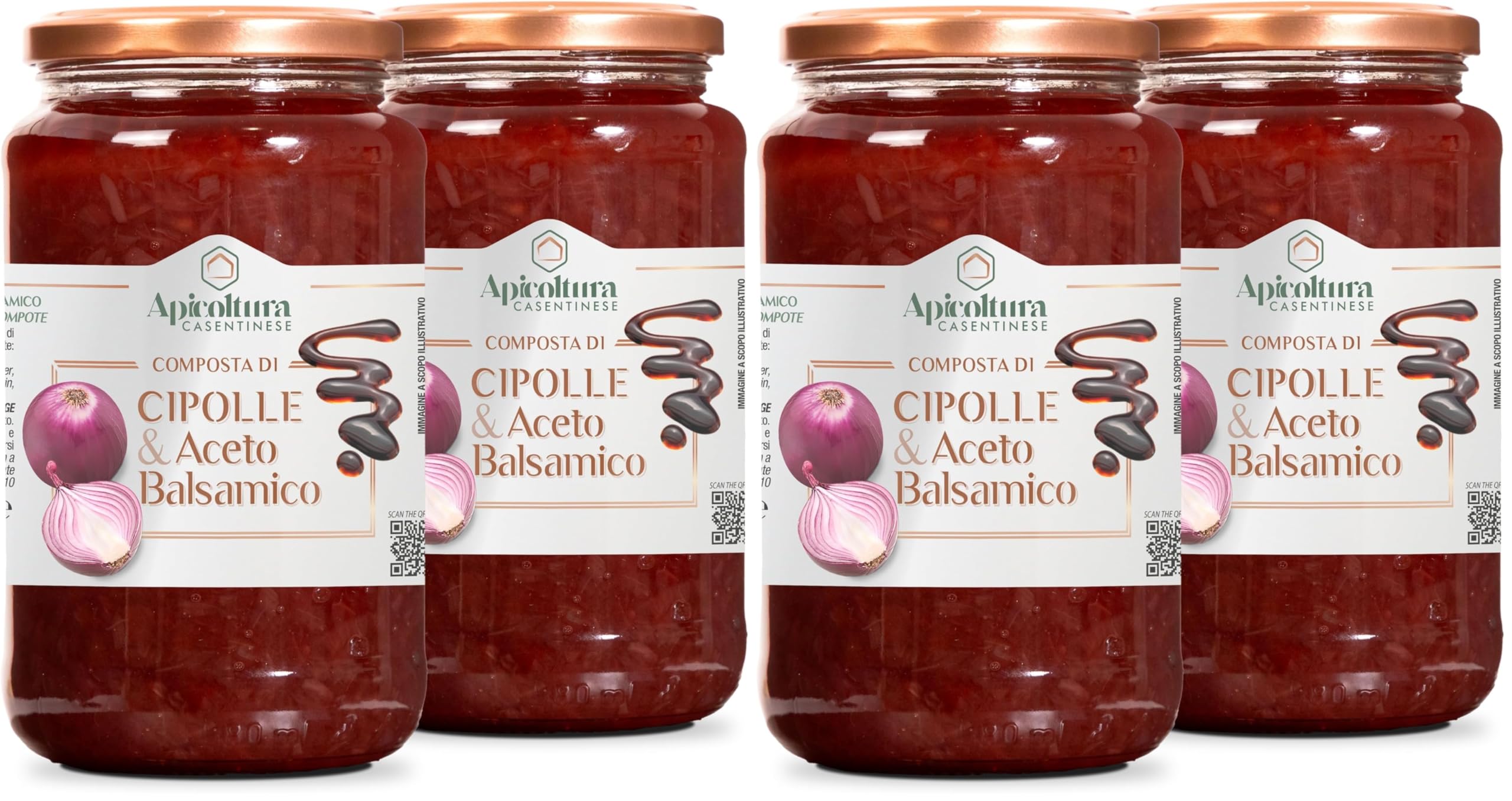 Apicoltura Casentinese, Composta di Cipolle e Aceto Balsamico, Linea Gourmet, 2 Vasetti da 600 g (Confezione da 2)