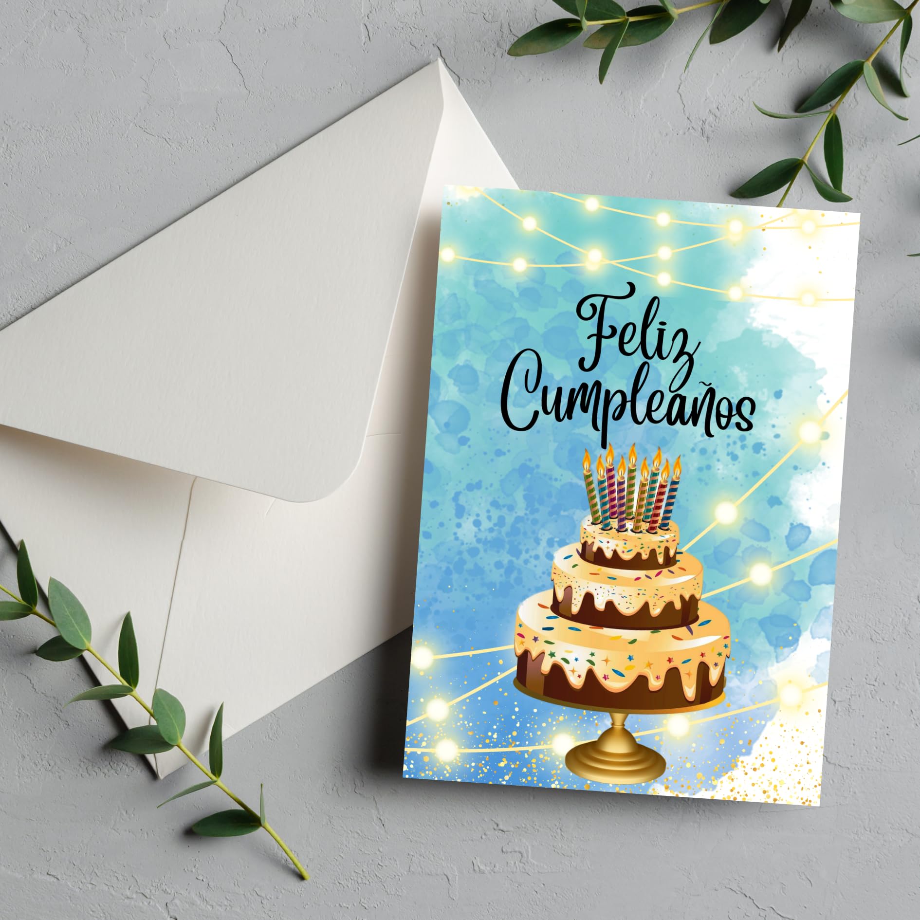 Spanische Geburtstagskarte „Feliz Cumpleaños“ – Bunte Gestaltung Mit Kuchendesign Für Mama, Freundin & Mehr