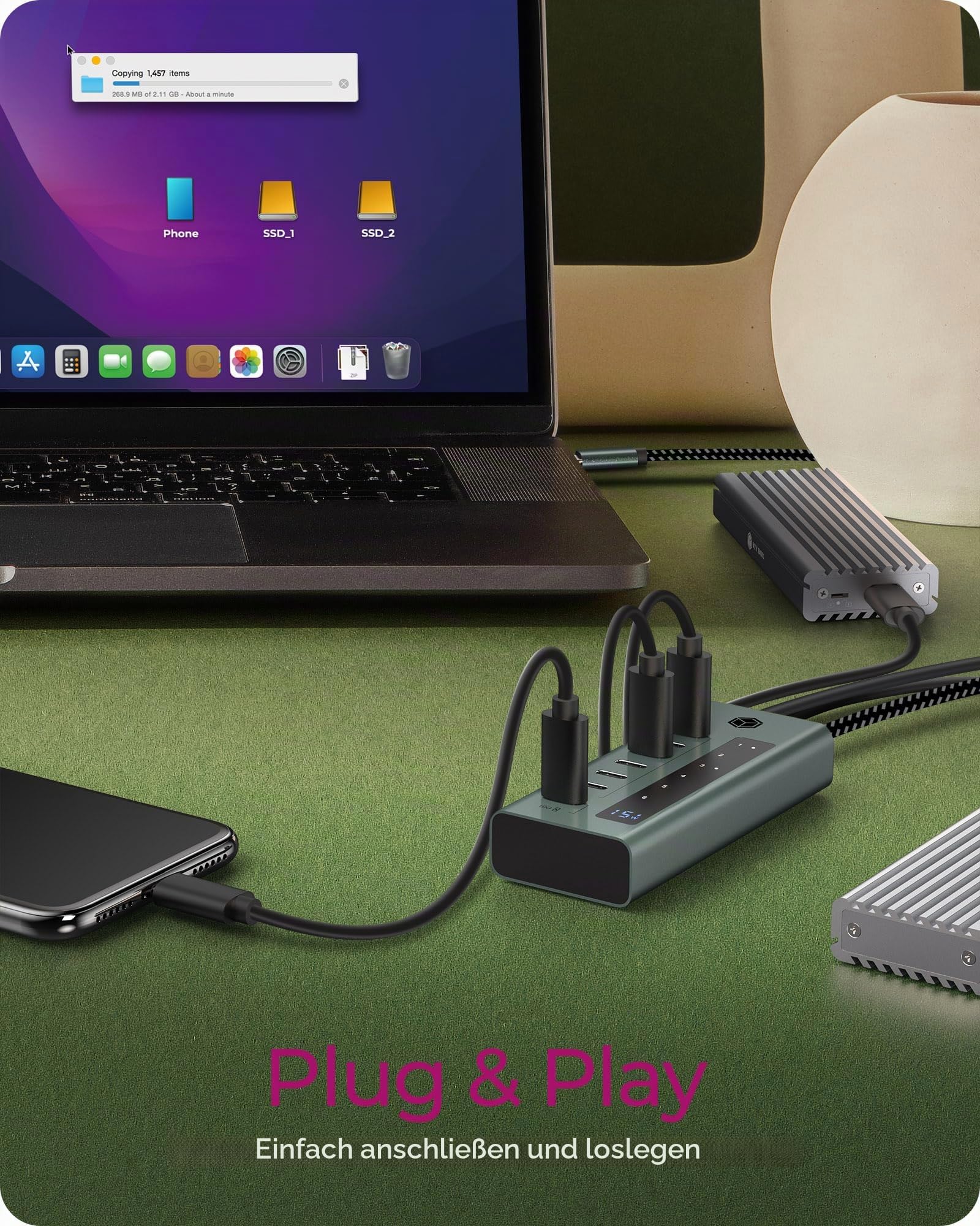 ICY BOX 7-Port USB Type-C Hub 3.2 Gen 2 blaugrau IB-HUB1457-C31