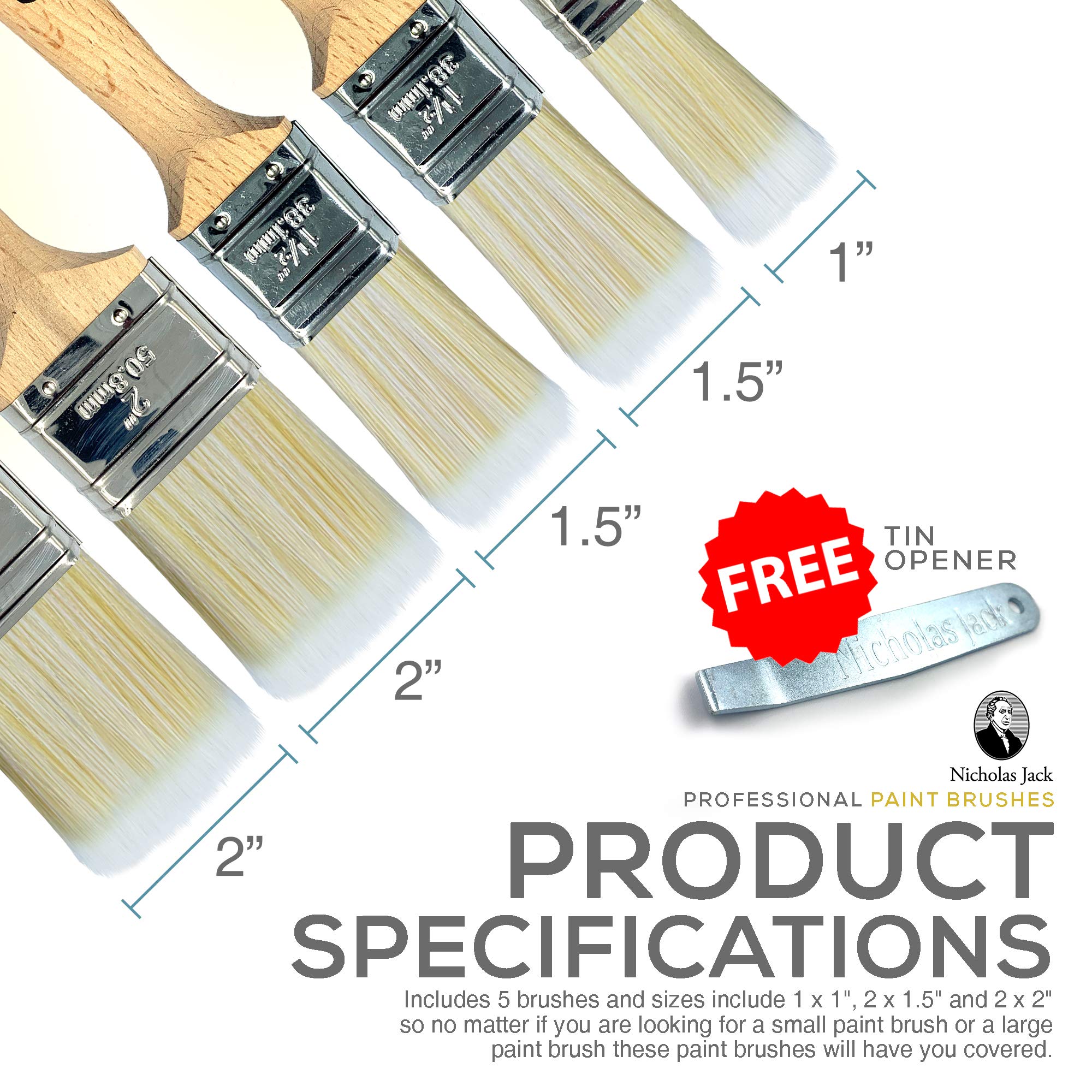 Buy Nicholas Jack Professional Paint Brushes Decorating Set 5 Pure