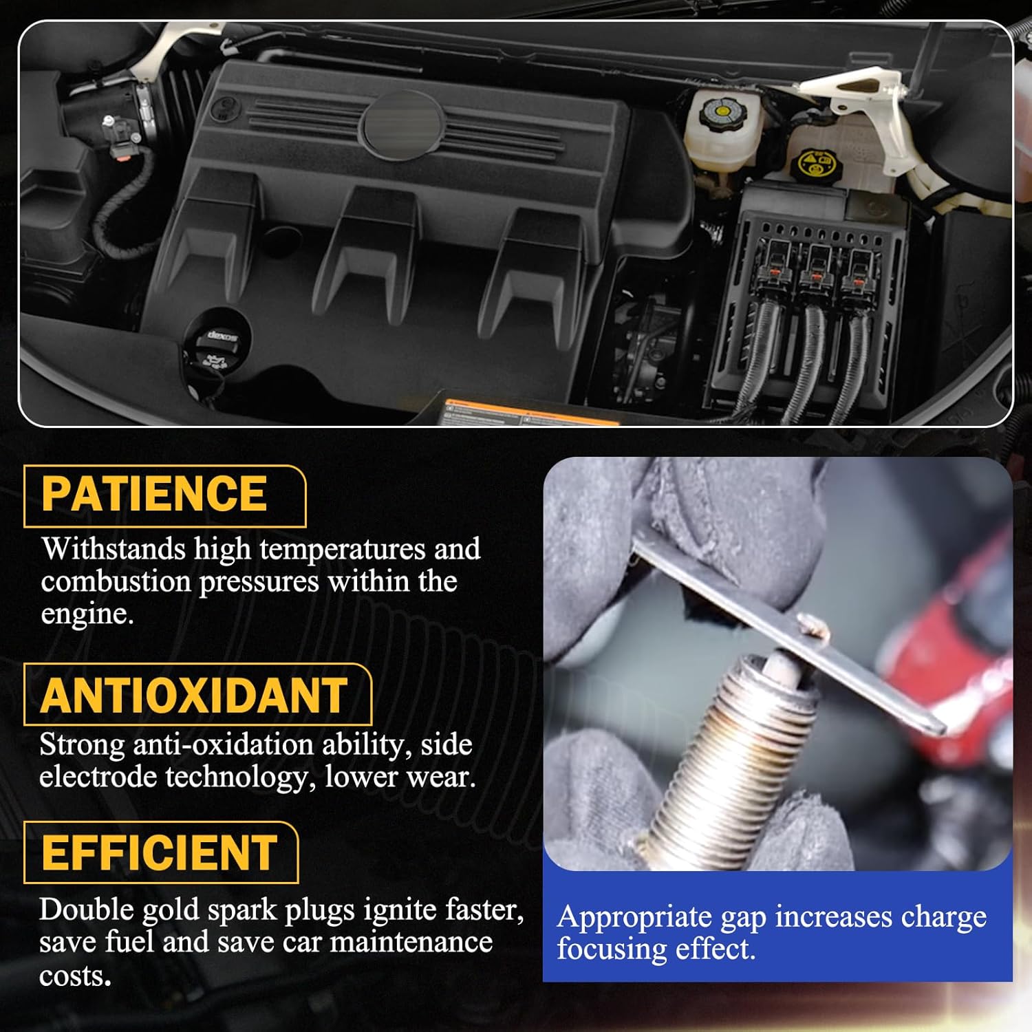 SP493 Double Iridium Spark Plugs Fit for Ford F150 F250 F350 E150 E250 E350 E450 Crown Victoria Mustang Lincoln Navigator 4.6L 5.4L V8 Replaces# SP479, AGSF22WM (set of 8)