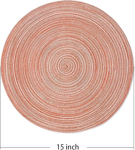 Miniatura 43 de AHHFSMEI Juego de 6 manteles individuales redondos trenzados para mesas de comedor, tejidos naturales, resistentes al calor, 15 pulgadas (azul y