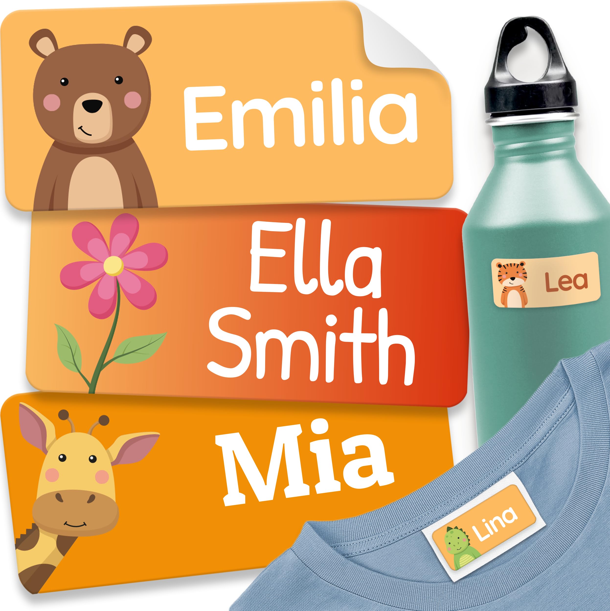 180 Stick on Name Labels for Clothes Kids - Personalised Name Tags for Clothes, School and Nursery - Waterproof and No-Iron Name Stickers for Kids