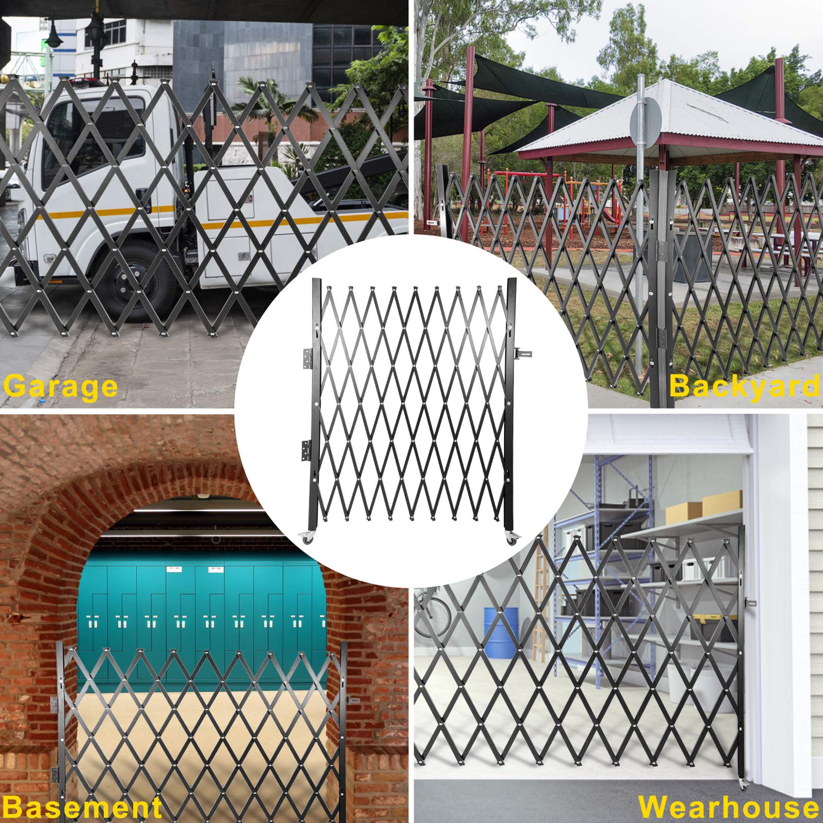 VEVOR Single Folding Security Gate, 48" H x 66" W Folding Door Gate