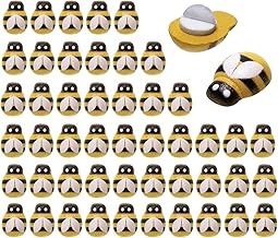 Penta Angel Tiny Wooden Bee Embellishments 50Pcs Self-Adhesive Painted Flatback Wood Bumble Bee Pieces for Scrapbooking Decoration and Craft DIY