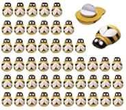 Penta Angel Tiny Wooden Bee Embellishments 50Pcs Self-Adhesive Painted Flatback Wood Bumble Bee Pieces for Scrapbooking Decoration and Craft DIY