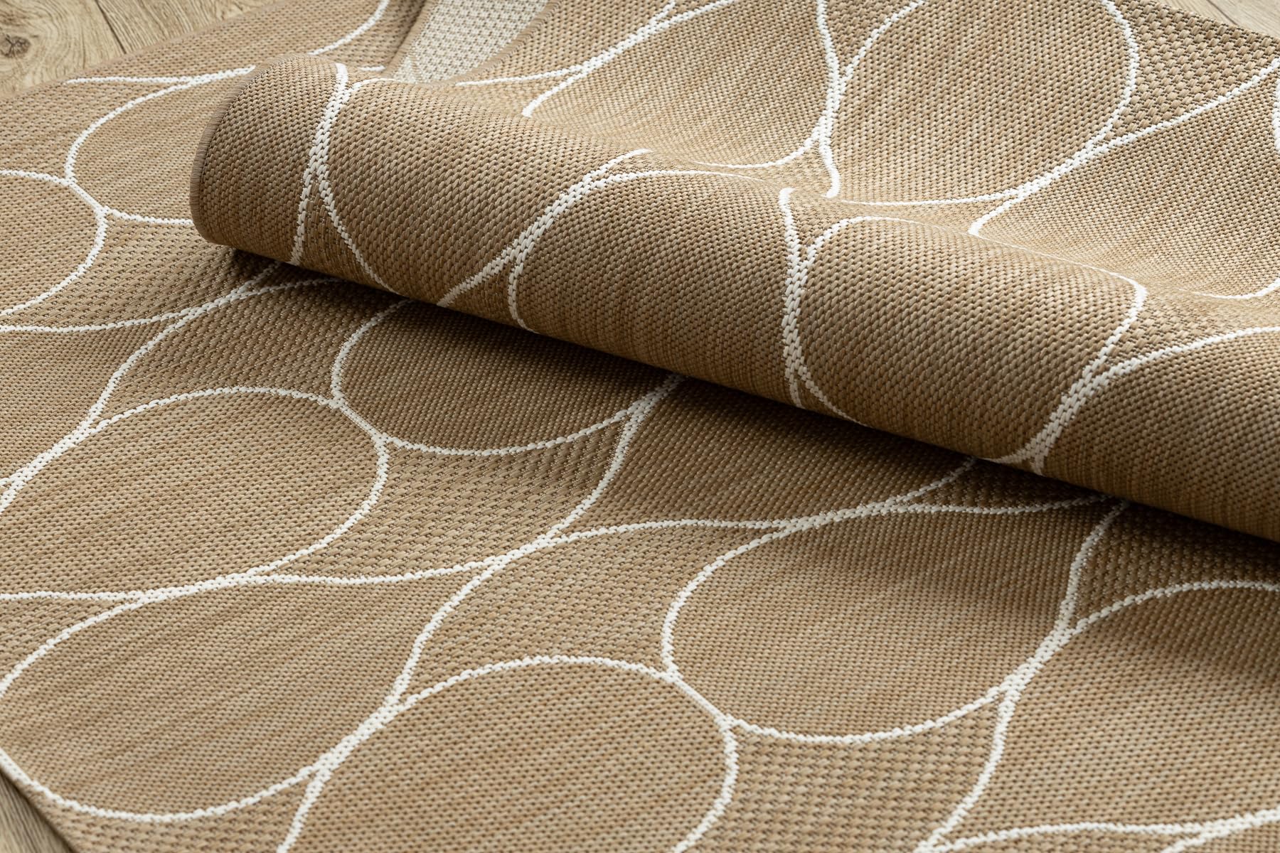 rugsx SISAL Flat dywan do użytku wewnątrz na zewnątrz, nowoczesny i wytrzymały, do salonu, na balkon, taras, wzór opadający – naturalny beż, kolor słomkowy, sznurek 160 x 230 cm