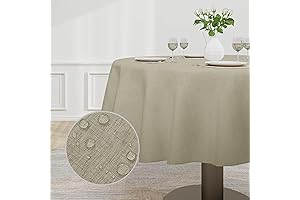 Easy-Going Faux Linen Round Tablecloth - Waterproof, Wrinkle-Free