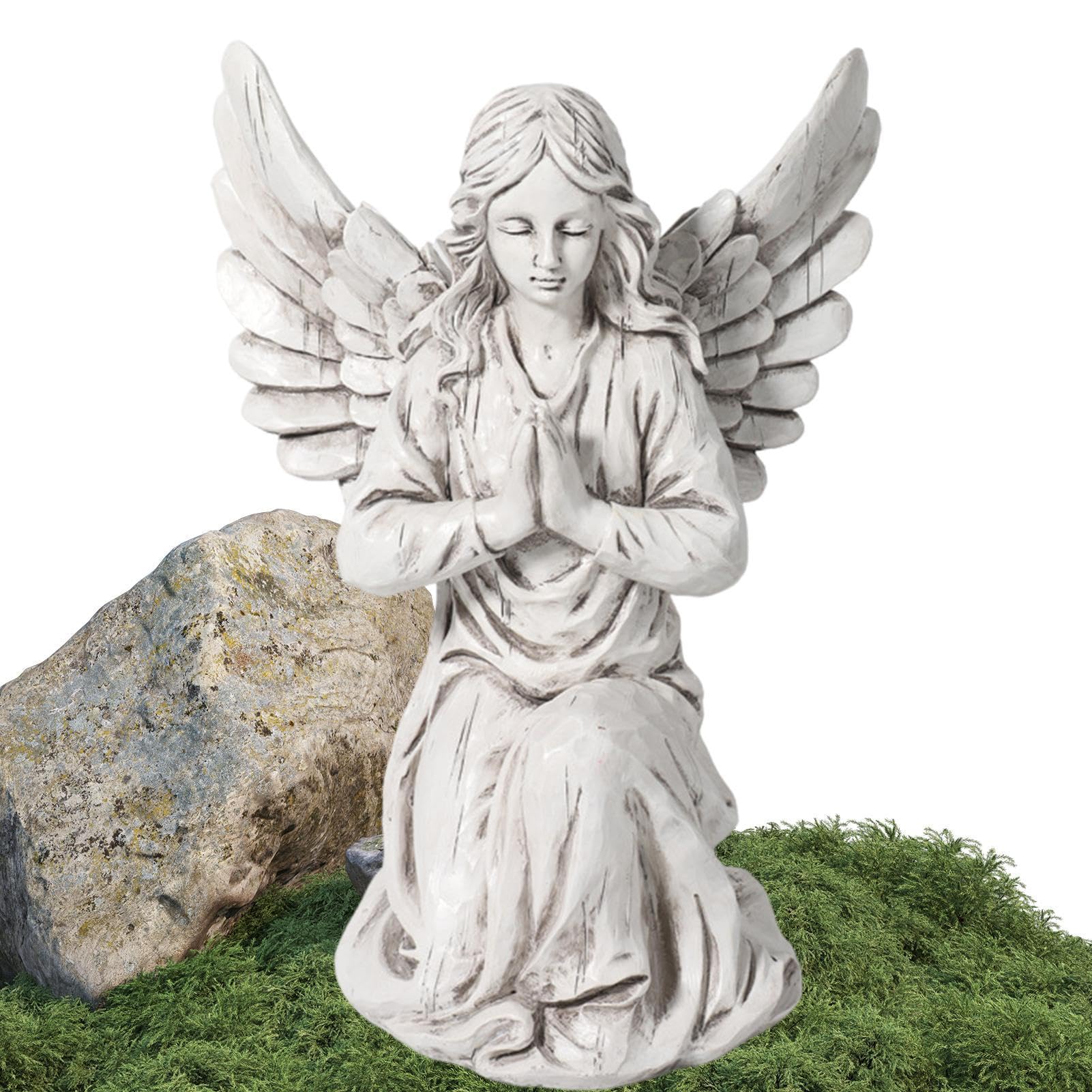 Statua, żywica do trawnika ogrodowego na patio-religijne posągi ogrodowe, statua anioła na zewnątrz, dekoracja północnoeuropejska p