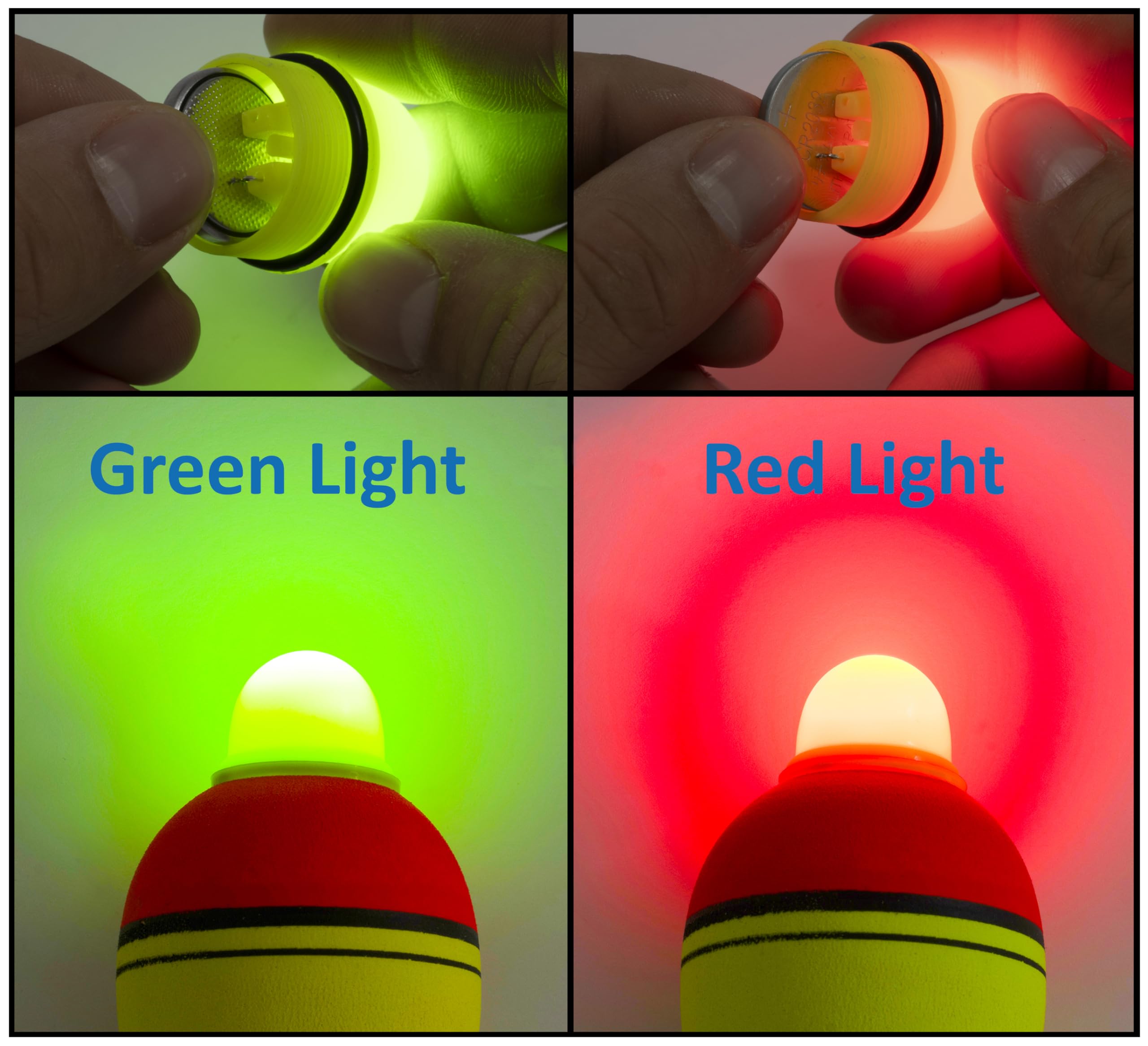 AERZETIX - Galleggiante tappo luminoso rosso e verde per pesca predatori lucioperca siluro trota - gancio canna da pesca pesce