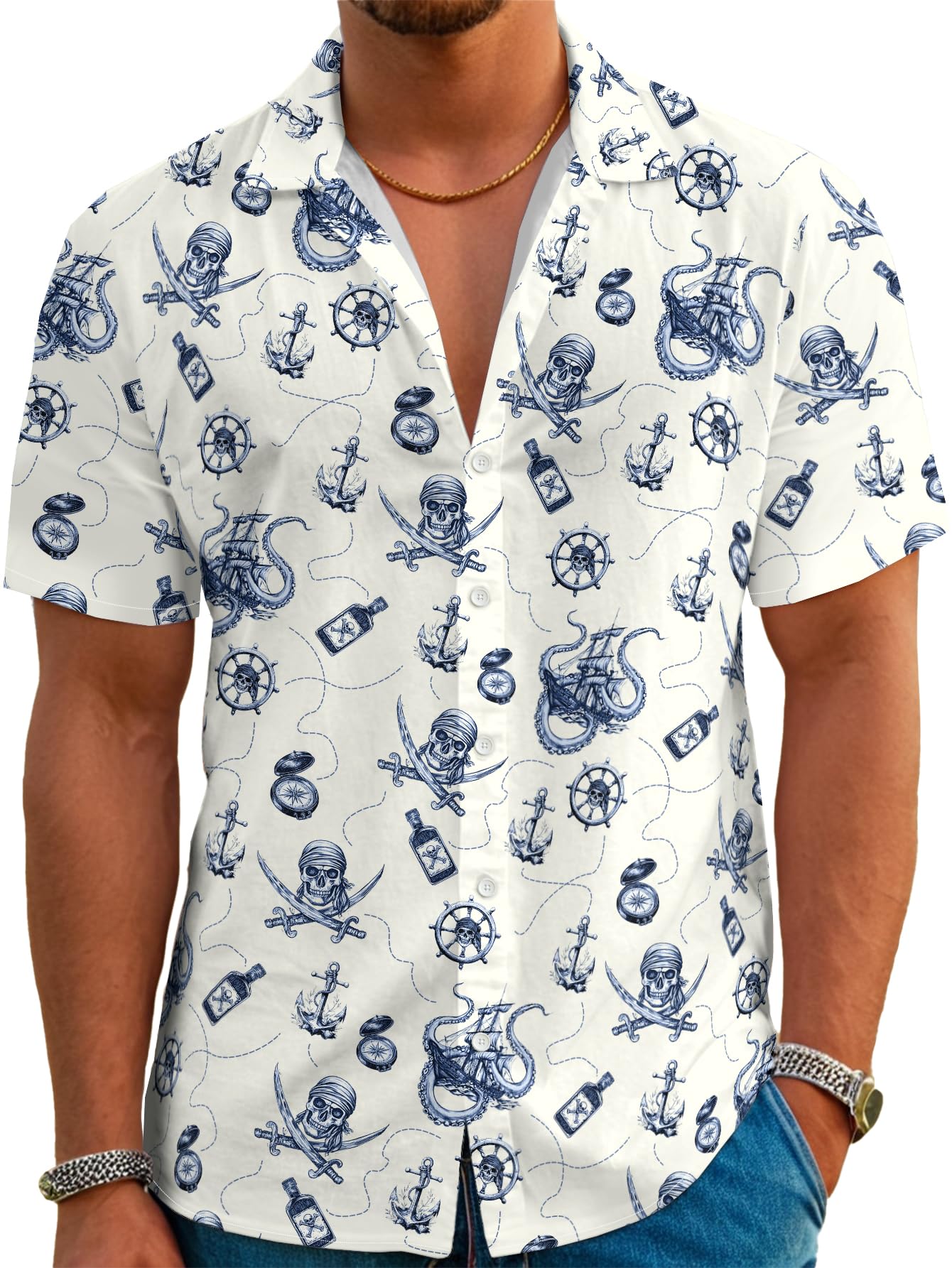 DFZ Funny Hawaiian Shirts for Men Summer Beach Short Sleeve Button Down Shirt Theme Party Shirt