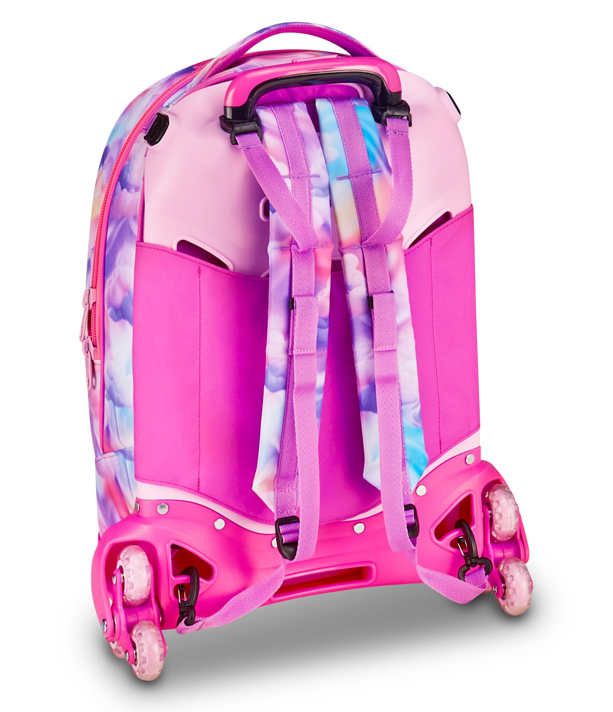 SJ GANG STYLE JAM GANG Trolley Jack 8 ruote JOYFUL PINS GIRL, Rosa, 34L, Scomponibile, Crossover System, 3 in 1, Spallacci a scomparsa, Tasca con pins amovibili, Scuola elementare, Bambina