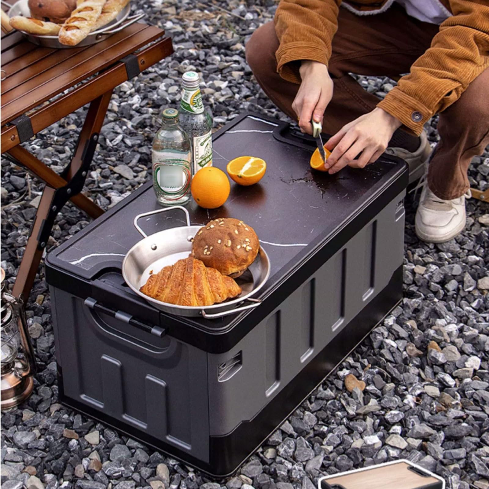 Campingbox PP-Aufbewahrungsbox, faltbar, for den Außenbereich, tragbar, faltbar, for Getränke, Auto, Faltbox, Schlafzimmer, Camping, Organisationsbehälter, Aufbewahrungsbox Aufbewahrungsboxen ( Color