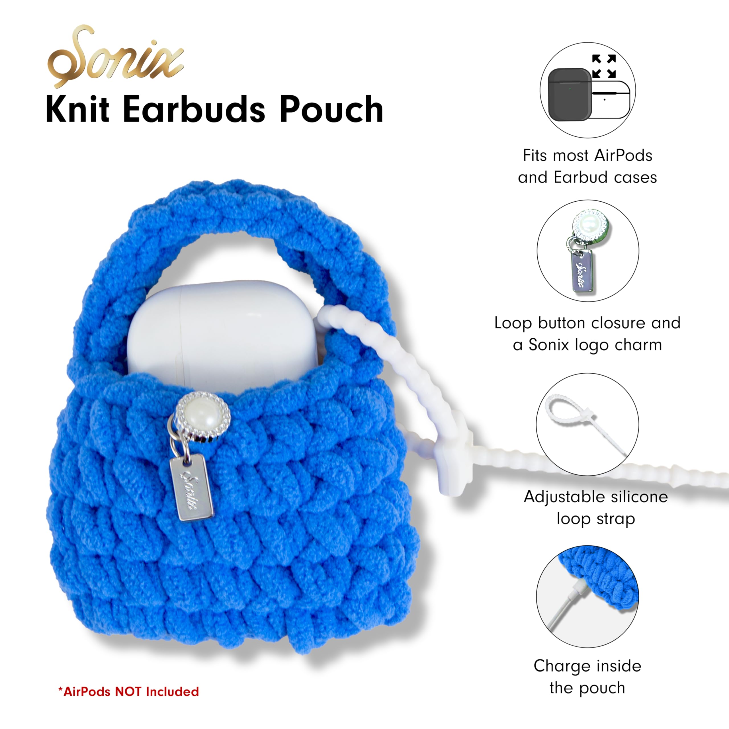 Amazon.com: Sonix Knit Earbud Pouch | Crochet Keychain Storage