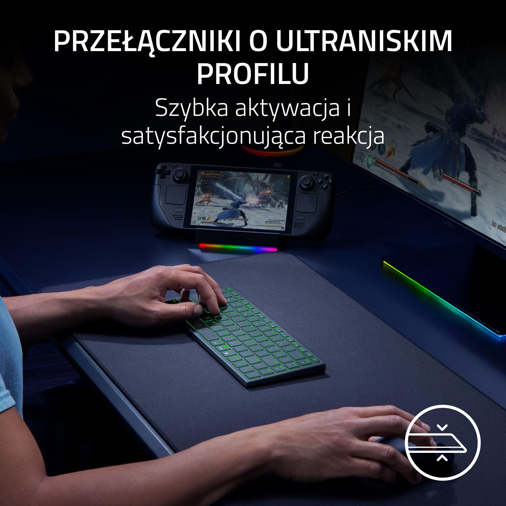 Razer Joro Portable Keyboard - Kompaktowa podświetlana klawiatura bezprzewodowa - Bluetooth - Niski profil - USB-C - kompatybilna z Apple macOS i iOS - Windows PC - Układ US QWERTY | Czarny