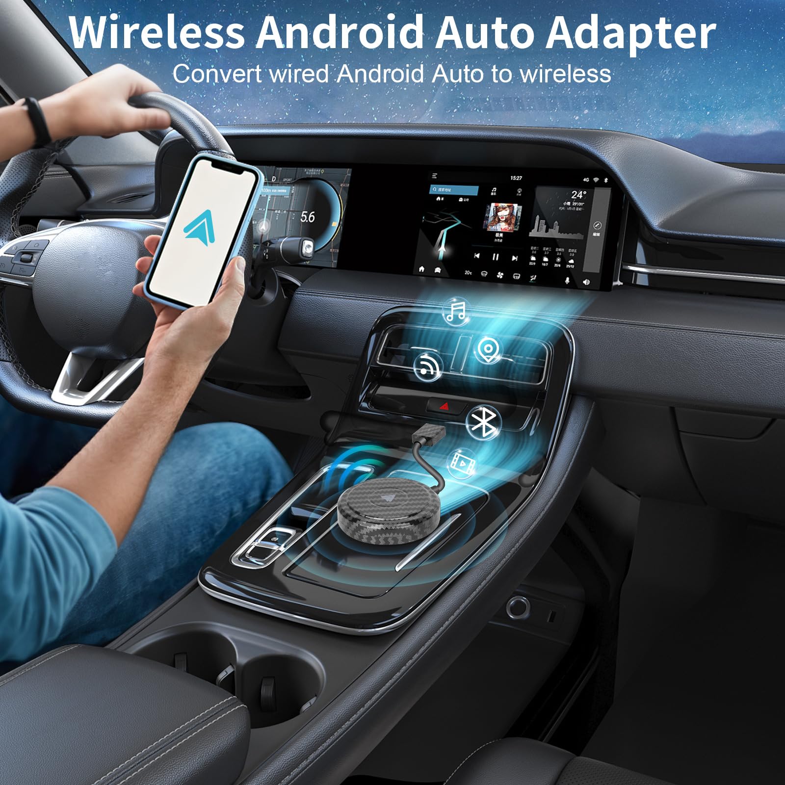 Adattatore Android Auto Wireless 5GHz - Per Auto Con Android Auto Cablato, Connessione Automatica - Foto 3