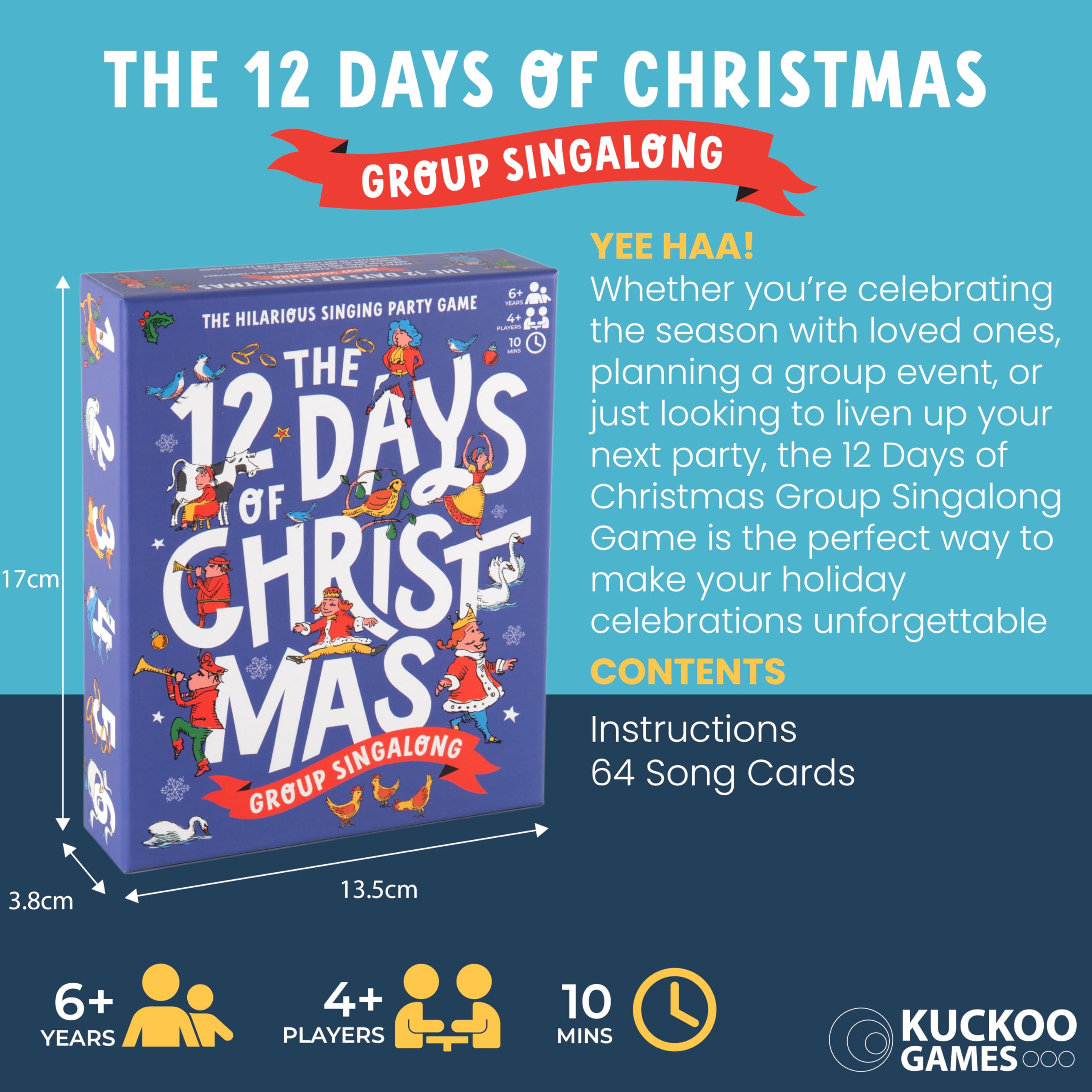 Kuckoo Games: The 12 Days of Christmas Group Singalong - the hilarious singing party game, Red and Green, 14.5 cm x 10 cm - Image 4