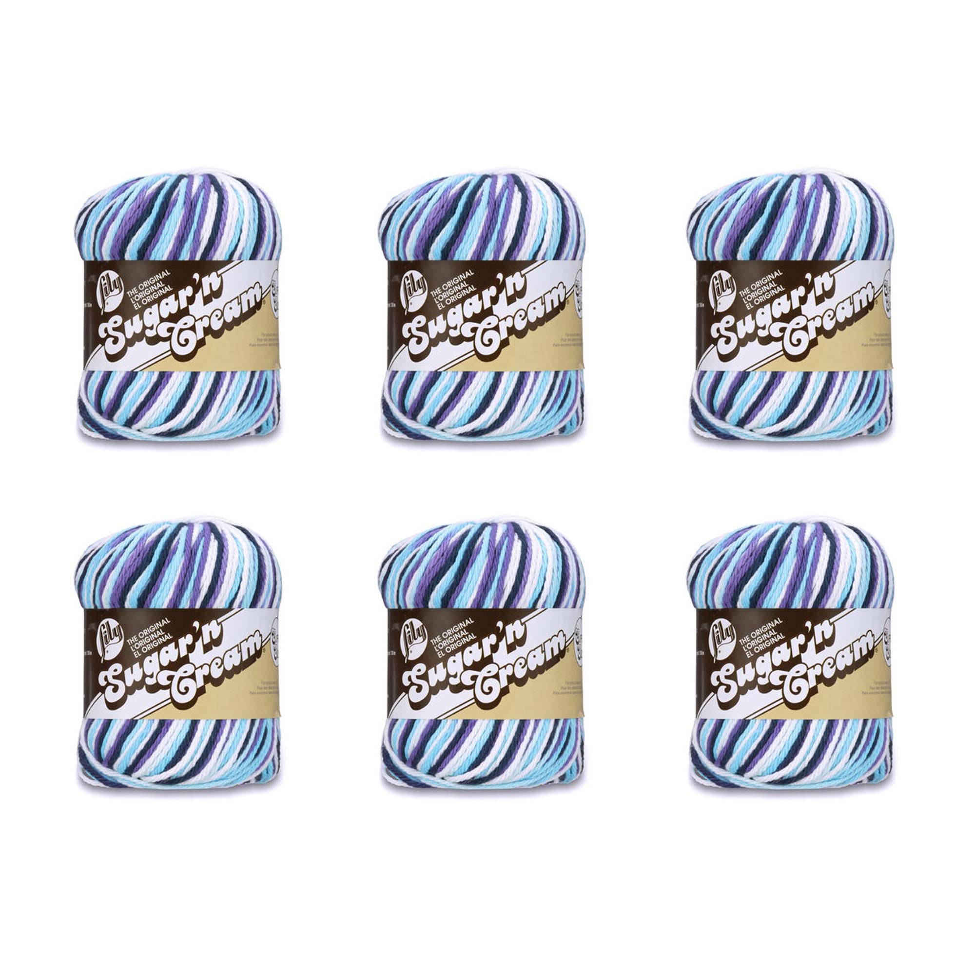 Lily Sugar'N Cream Super Size Moondance Yarn - 6 Pack of 85g/3oz - Cotton - 4 Medium (Worsted) - 150 Yards - Knitting/Crochet