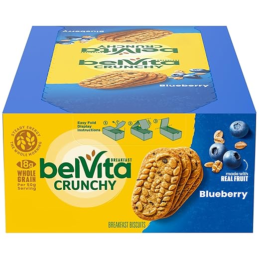 belVita Breakfast Bars Biscuits, Blueberry, 8 Packs (4 Biscuits Per Pack)