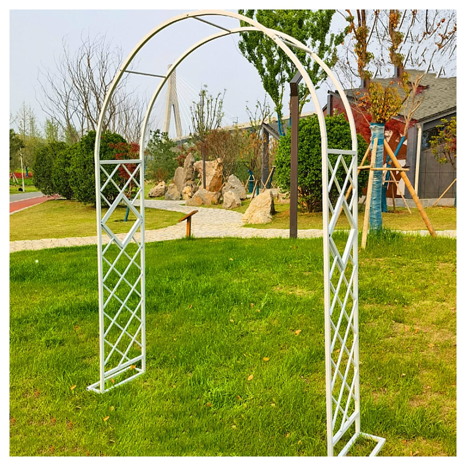 Arche de jardin robuste plaquée zinc – Treillis en métal pour plantes grimpantes – Disponible en tailles 140 x 230 cm 240 x 230 cm 280 x 230 cm – Parfait pour la décoration extérieure