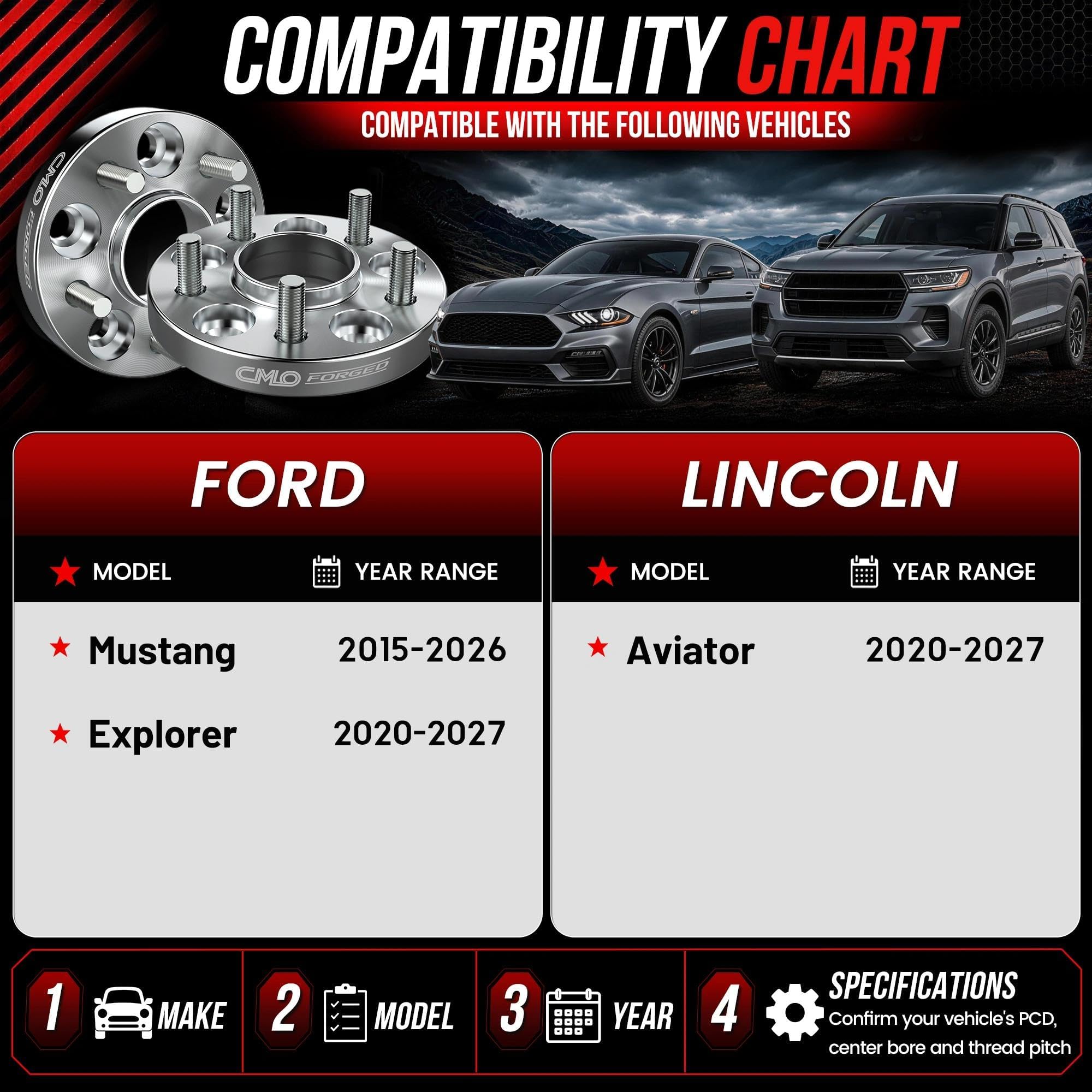 Ford Mustang Spacers - 7mm Wheel Adapters -4