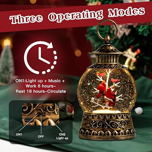 Miniatura 144 de Globo de nieve de muñeco de nieve de Navidad, linterna musical de muñeco de nieve con temporizador de 6 horas forrado por USB, funciona