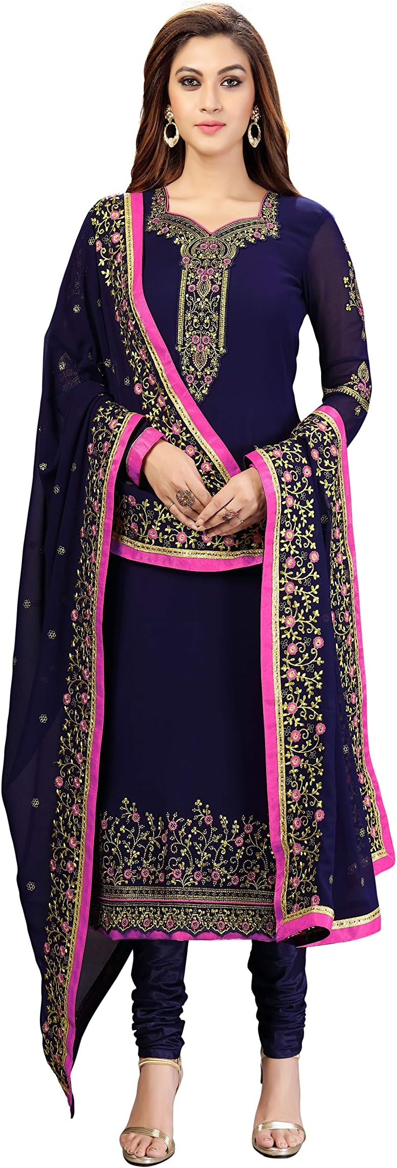 Women's Georgette Embroidery Salwar Suit Set Stitched Ready to Wear