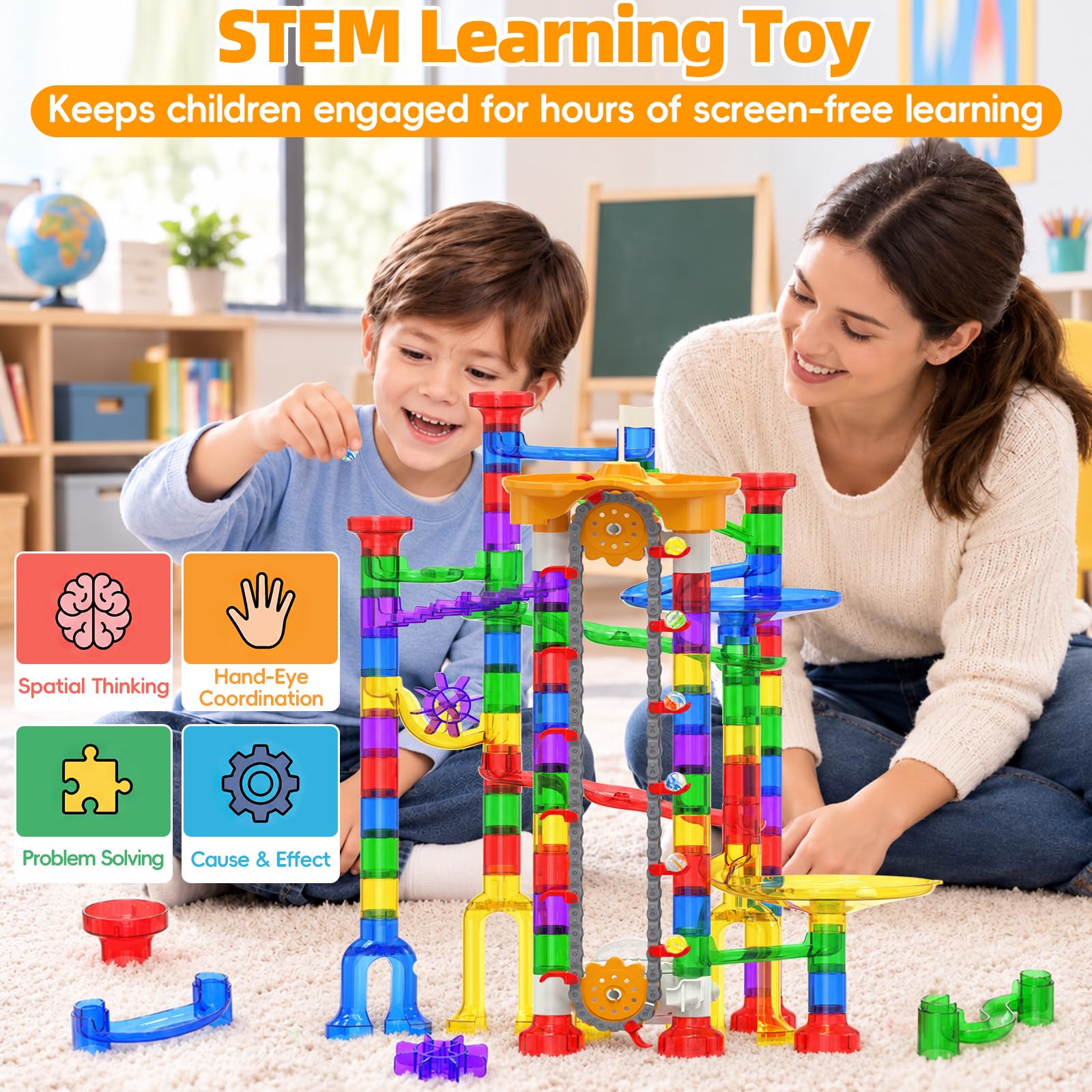 Marble Runs for Kids - 200 Pcs Maze Track -2