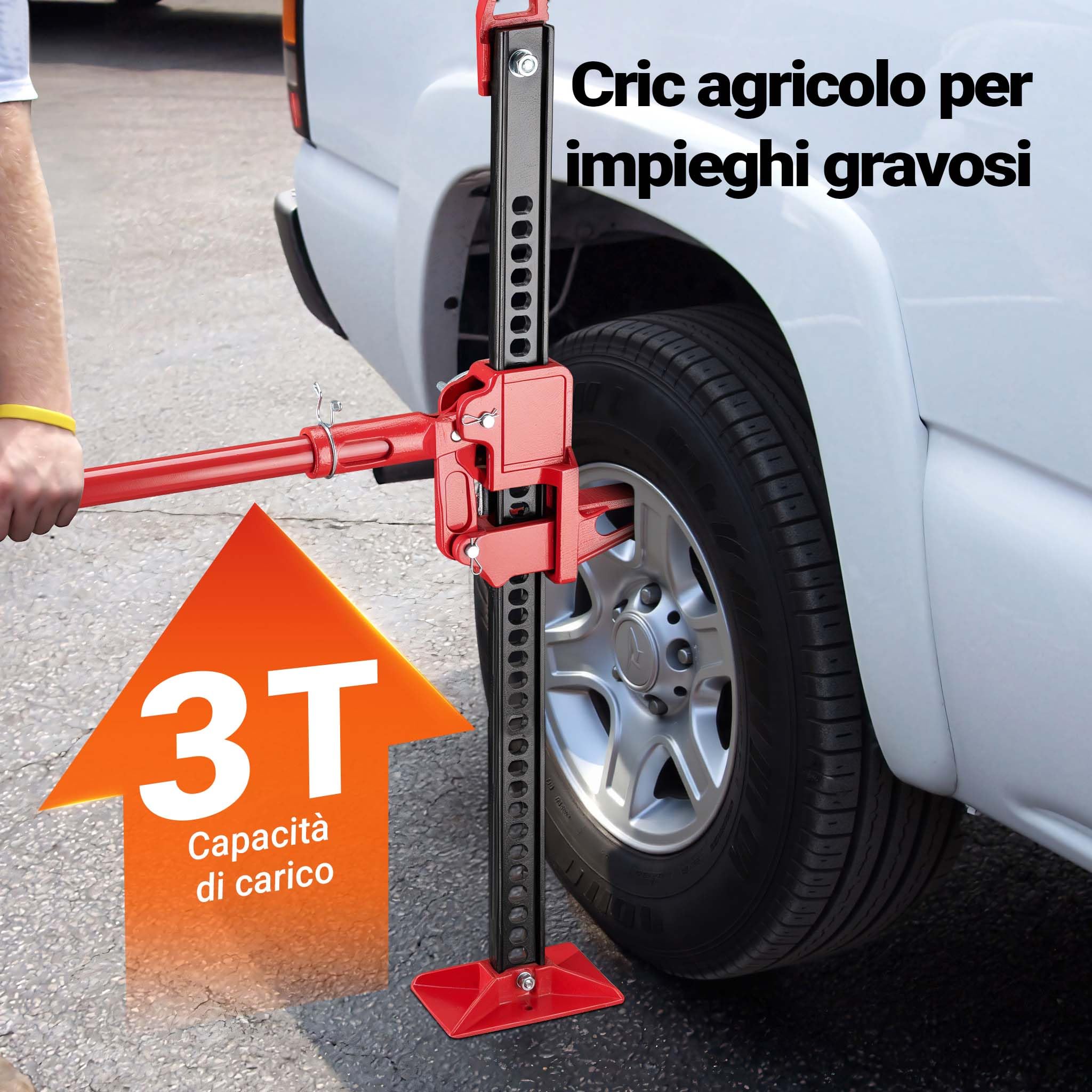 Wiltec Binda Meccanica 48'' Fino a 3000 kg, Altezza di Sollevamento Massima 105 cm, martinetto in Acciaio, cric agricolo Fuoristrada, SUV e ATV