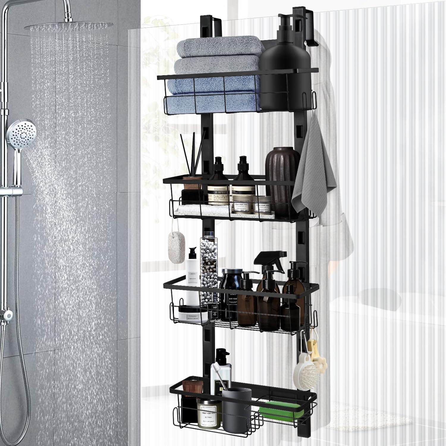 AUROPEAK Over The Door Shower Caddy, Hanging Shower