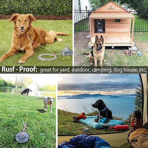 Miniatura 6 de Anclaje giratorio de 360 para perro de Cable y Estaca, Cuerda de 20 pies y Estaca a prueba de óxido para perro Pequeño, Mediano y Grande, perfecto