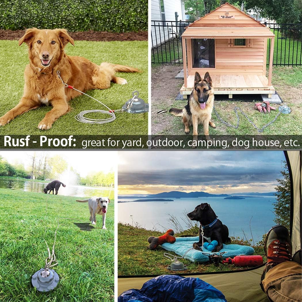 Um 360 ° drehbares Kabel und Pfahl für Hunde, 15 m lange Hundeleine und Pfahl, rostfrei, für kleine, mittelgroße und große Hunde – Petfect für Gras, Hof, Camping, Outdoor