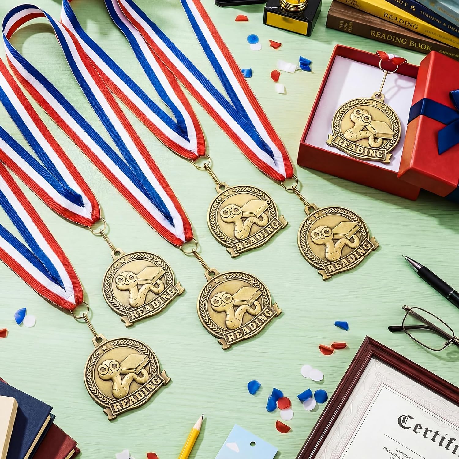 Quelay 20pcs 2'' Gold Medals for Awards Winner Bulk with Neck Ribbons Metal Trophy Award Prize Gift for Kids Students Adults School Graduation Participation Competitions